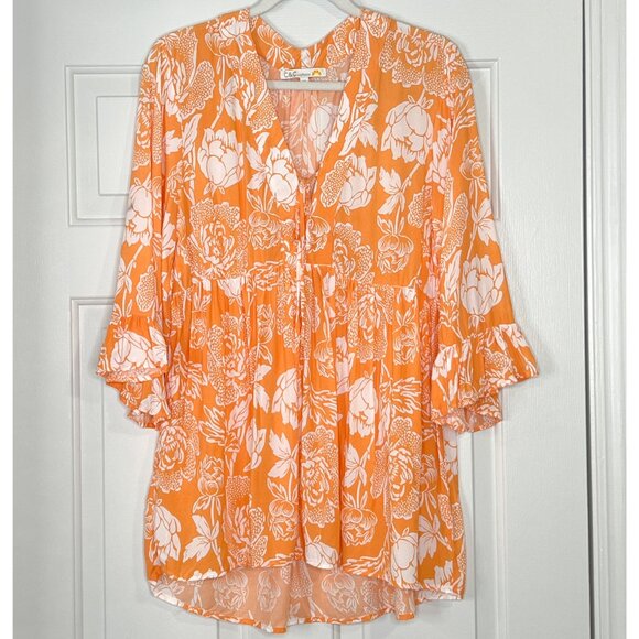 C&C California Tops - C & C California Boho Tunic Blouse Peasant Top Orange